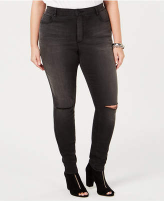 INC International Concepts Plus Size Distressed Skinny Jeans