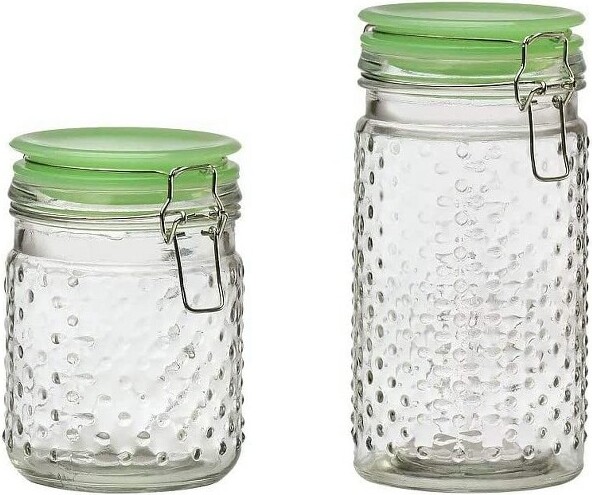 JoyJolt Storage Jars with Airtight Bamboo Clamp Lids - Set of 2 - 19 oz.
