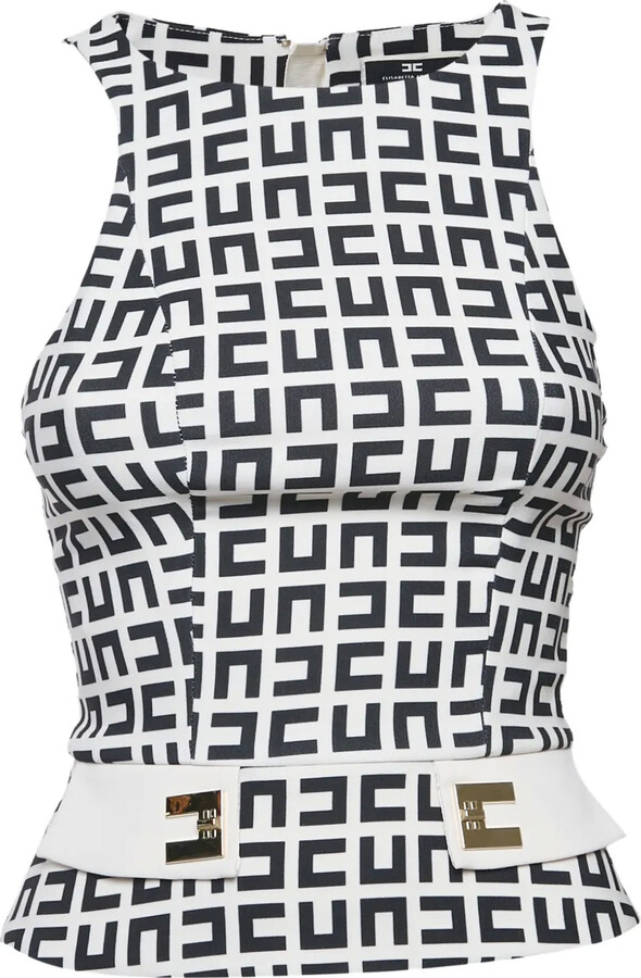 Elisabetta Franchi Geometric-Print Sleeveless Top