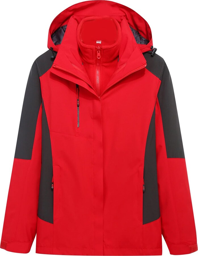 wuitopue 3 in 1 Jacket Womens Waterproof Jacket Detachable Fleece Lined