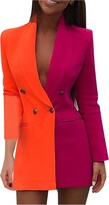 Thumbnail for your product : BUKINIE Womens Long Sleeve Open Front Cardigan Jackets Casual Work Office Color Block Blazer Suit Jackets Coats(White