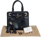 Thumbnail for your product : Aigner Black Crocodile Embossed Leather Cavallina Top Handle Bag