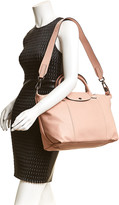Thumbnail for your product : Longchamp Le Pliage Cuir Medium Leather Logo Strap & Short Handle Tote