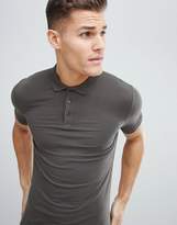 Thumbnail for your product : ASOS Design Muscle Fit Jersey Polo In Khaki