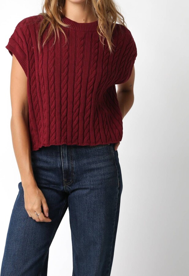 Olivaceous Alina Knit Top In Burgundy