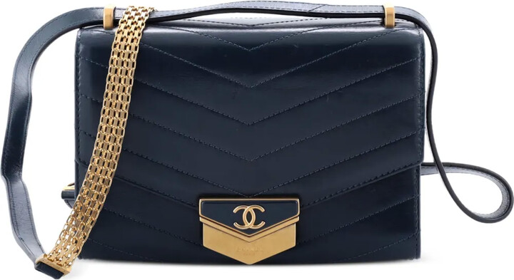 Chanel Pre Owned Medal Envelope Flap Bag Chevron Calfskin Small crossbody bag