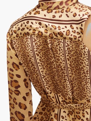 Hillier Bartley Leopard-print Pussy-bow One-shoulder Satin Dress - Animal