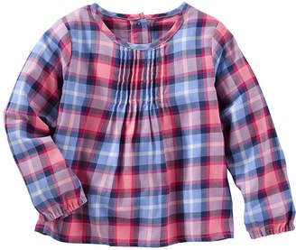 Osh Kosh Oshkosh Long Sleeves Woven Plaid Top -Toddler Girls