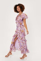 Thumbnail for your product : Nasty Gal Womens Floral Print Button Down Ruffle Maxi Dress