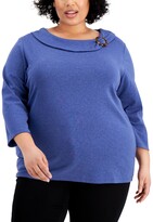 Thumbnail for your product : Karen Scott Plus Size Shawl-Collar Top, Created for Macy's