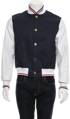 Thom Browne Leather-Accented Bomber Jacket
