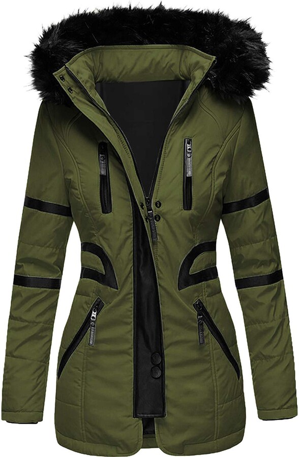Green women's jacket with hood Clearance
