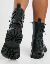 Thumbnail for your product : Koi Footwear Desolation vegan chunky ankle boots with metal plating in black