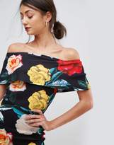 Thumbnail for your product : Bardot True Violet Tall Pephem Midi Dress In Bold Floral Print