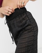 Thumbnail for your product : Fashion Union sheer striped beach pants in black