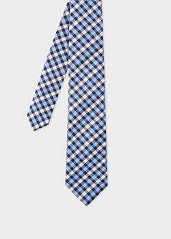 Paul Smith Men's Blue And White Check Silk Tie