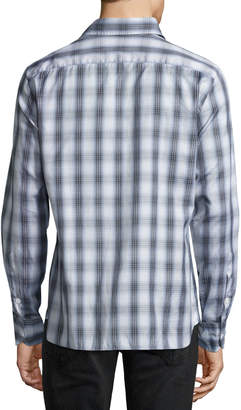 Tom Ford Plaid Cotton Sport Shirt, Gray/Blue