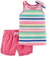 Thumbnail for your product : Carter's 2-Pc. Striped Cotton Tank Top and Cotton Shorts Set, Toddler Girls