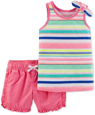 Carter's 2-Pc. Striped Cotton Tank Top and Cotton Shorts Set, Toddler Girls