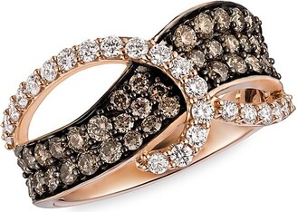 LeVian 14K Strawberry Gold®, 1.14 TCW Chocolate Diamonds® & Vanilla Diamonds® Chocolatier® Ring