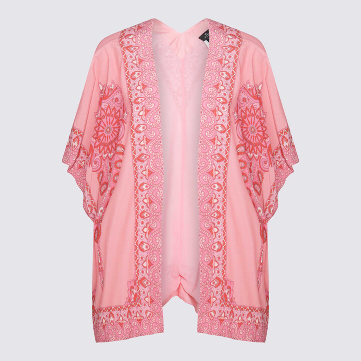 Etro Pink And Red Silk Top