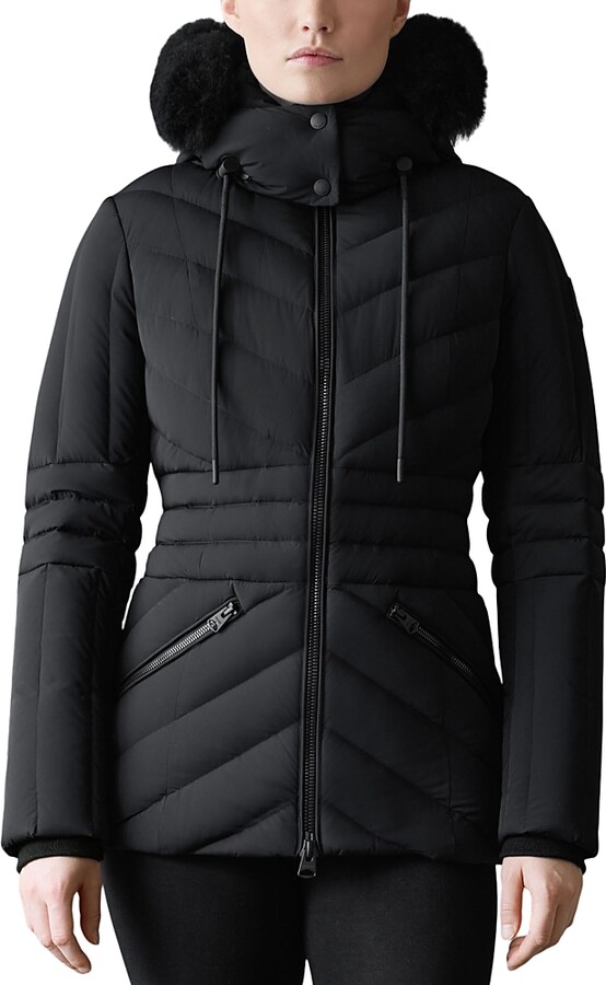 Mackage Hooded Down Jacket With Shearling Trim