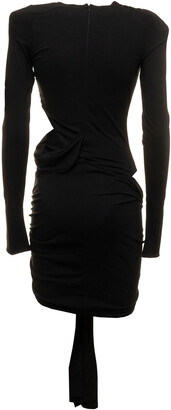 ATTICO Woman's Black Draped Dress With Knot Detail