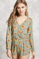 Thumbnail for your product : Forever 21 Sunflower Print Surplice Romper