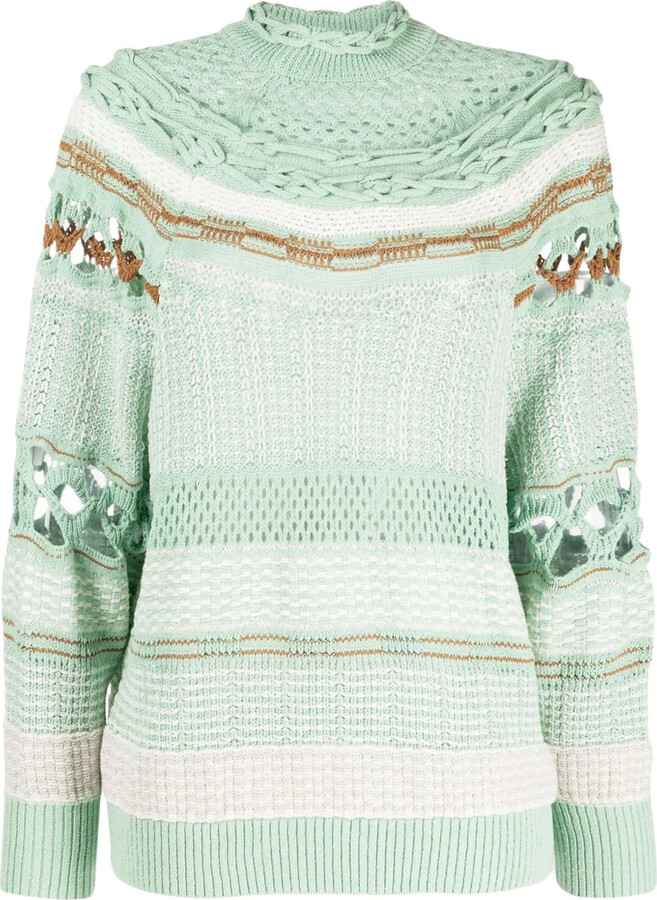 Mame Kurogouchi Open-Knit High-Neck Sweatshirt