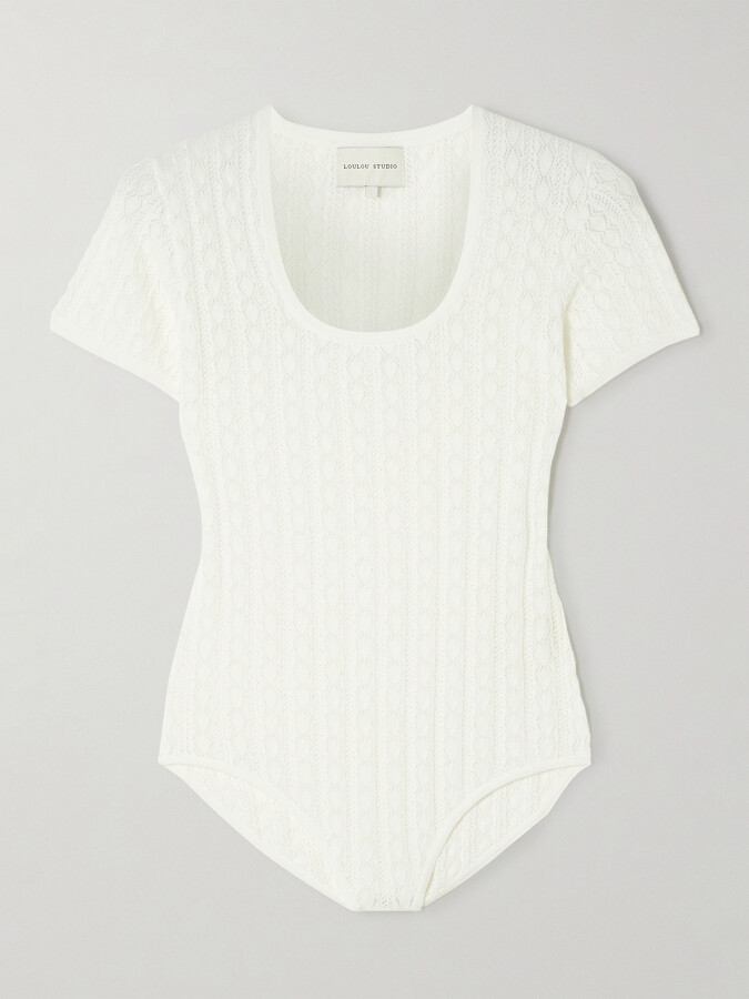 Loulou de Saison - Silas Pointelle-knit Bodysuit - Ivory