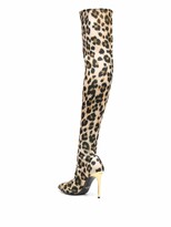 Thumbnail for your product : Moschino Leopard Print Thigh High Boots