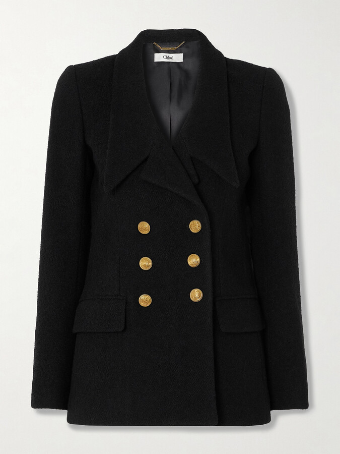 Chloé Double-breasted Wool-blend Blazer - Black