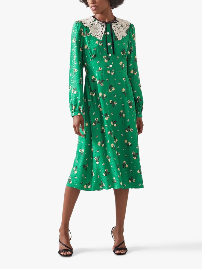 warehouse green verity ditsy floral dress