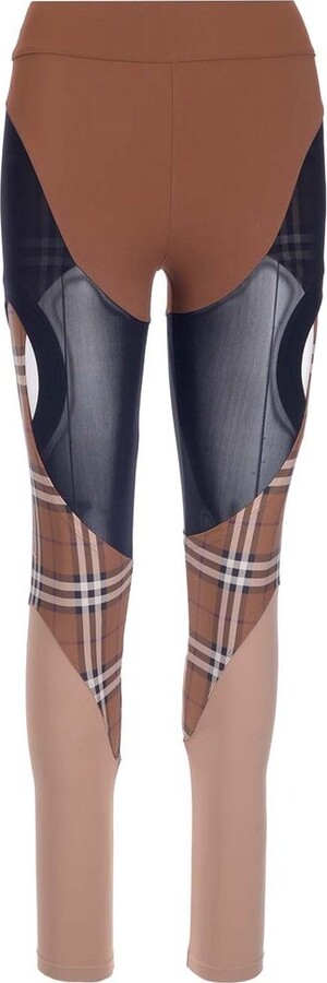 Burberry Check Panel Stretch Jersey Leggings - ShopStyle