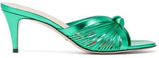 Gucci Knotted Metallic-leather Mules - Womens - Green