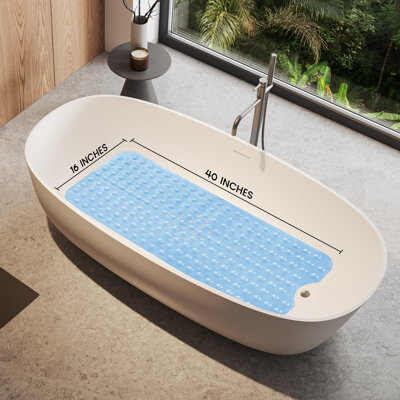 LuxDecorCollection Large Bathtub Mat with Suction Cups & Non-Slip Backing Bath Mat