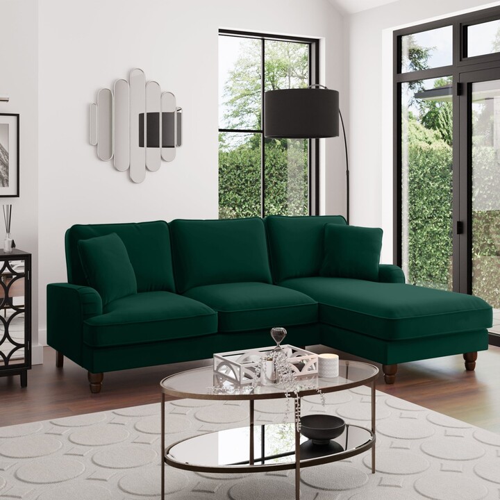 Dunelm Beatrice Matte Velvet Corner Sofa Green ShopStyle