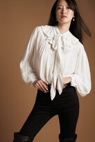Thumbnail for your product : Karen Millen Chiffon Stripe Yoke Detail Tie Woven Shirt