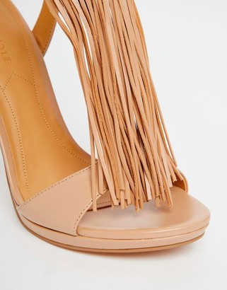 KENDALL + KYLIE Kendall & Kylie Aries Nappa Leather Fine Fringed Heeled Sandals