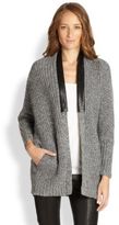 Thumbnail for your product : Mason by Michelle Mason Leather-Trim Cocoon Cardigan