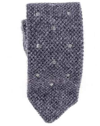 Black Grey Polka Dot Knitted Cashmere Tie