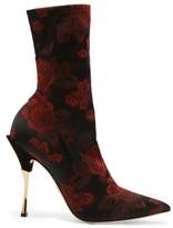 Thumbnail for your product : Dolce & Gabbana Rose Jacquard Sock Ankle Boots - Womens - Black Red