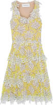 Thumbnail for your product : Valentino Tiered Appliqued Floral-print Silk-chiffon Midi Dress