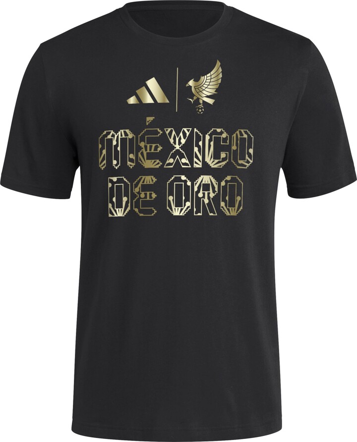 adidas Adult Mexico Manga Dorada Black Jersey Hook T-Shirt, Men's, Small