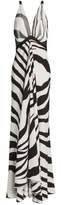 Thumbnail for your product : Roberto Cavalli Satin And Mesh-trimmed Zebra-print Stretch-jersey Gown