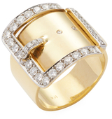Janis Savitt 18K Yellow Gold & 1.06 Total Ct. Diamond Buckle Ring