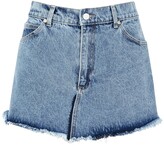 Blue heart-pocket denim mini skirt 