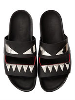 Thumbnail for your product : Fendi Bugs Metallic & Leather Slide Sandals