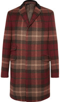 Thumbnail for your product : Etro Velvet and Calf Hair-Trimmed Plaid Wool-Blend Coat