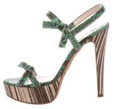 Thumbnail for your product : Prada Bow-Accented Snakeskin Sandals
